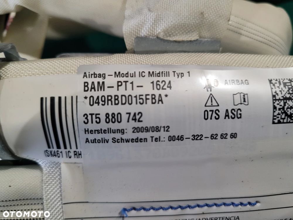 SKODA SUPERB II  KOMBI KURTYNA POWIETRZNA PRAWA LEWA 3T5880741 3T5880742 - 5