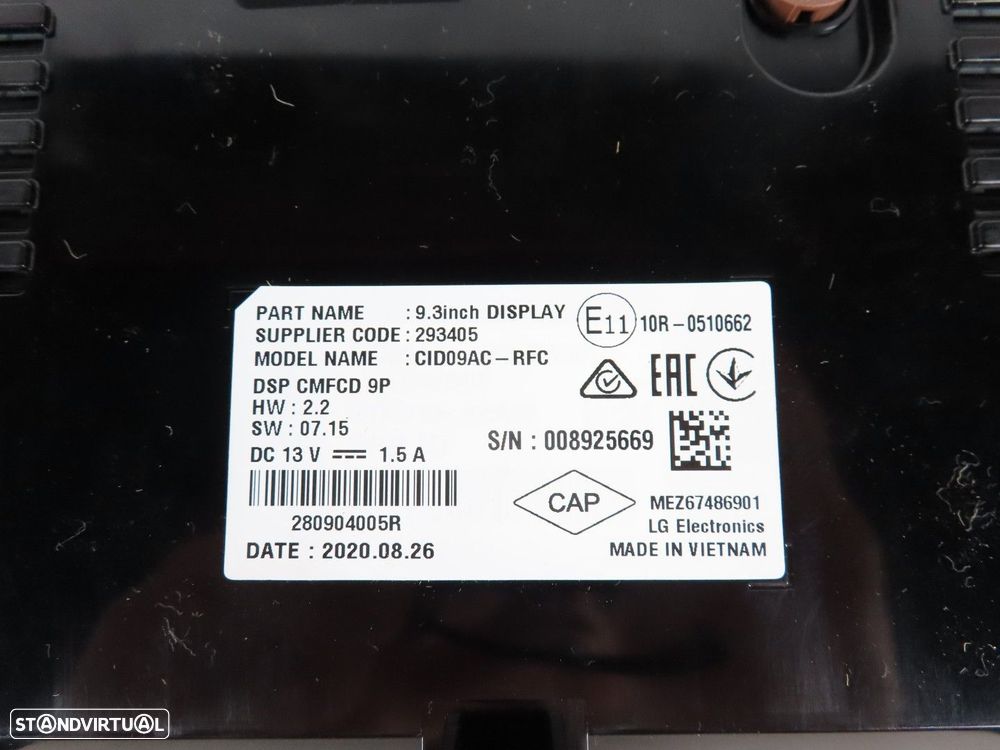 Monitor/ Display Central com Navegação / Ar Condicionado Seminovo/ Original RENA... - 4