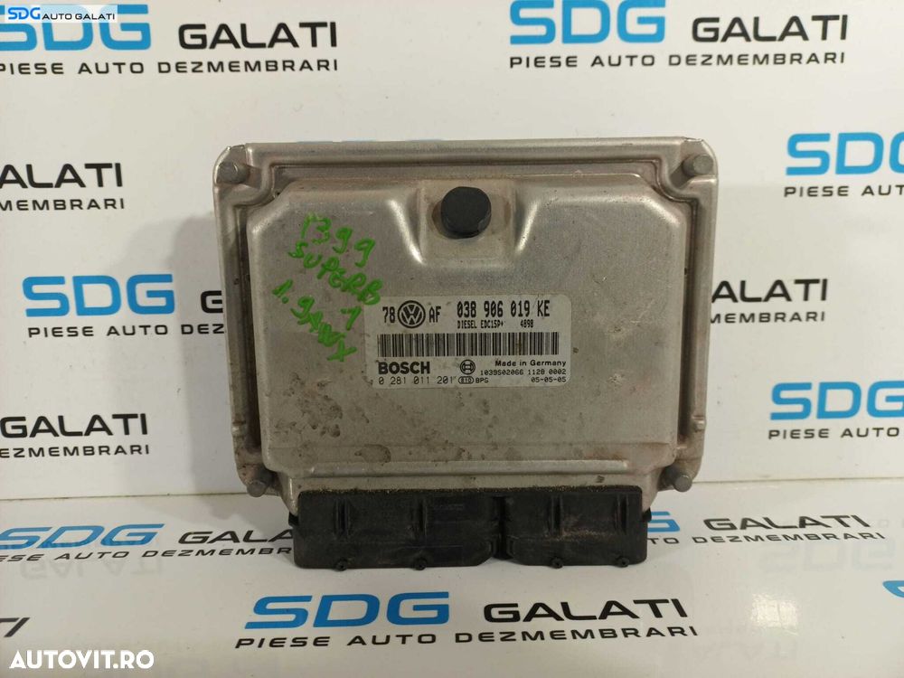 ECU Calculator Motor BOSCH Audi A4 B6 1.9 AWX 2001 - 2005 Cod 038906019KE 0281011201 [L2233] - 1