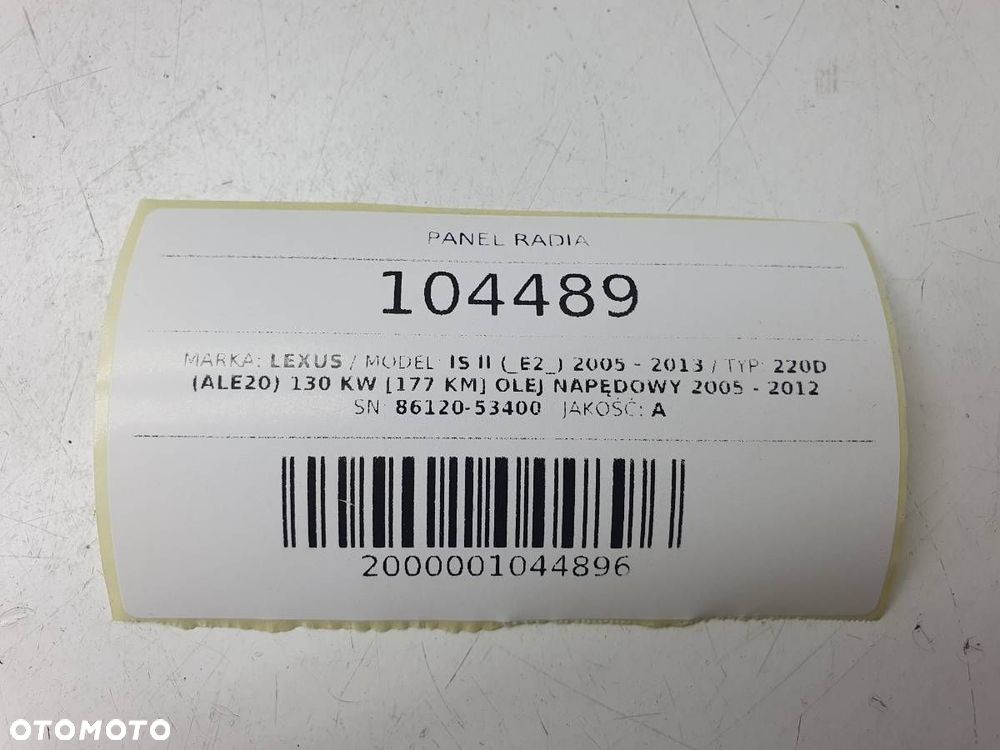 PANEL RADIA NAWIEWU LEXUS IS 220 II 2006 86120-53400 EUROPA - 6