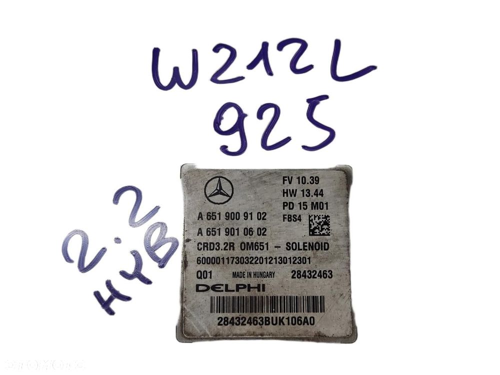 W212 LIFT 2.2 CDI  KOMPUTER SILNIKA  A6519009102 - 4