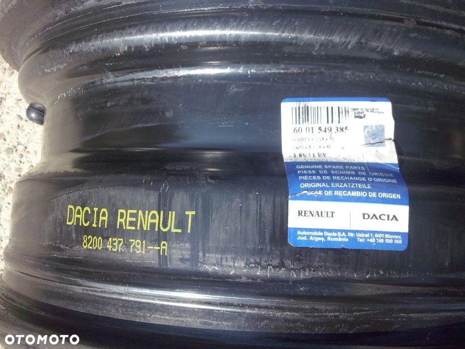 15” - Felgi  DACIA  4x100 , r15 cali - Dokker Lodgy Logan Sandero Stepway -  Koła zimowe - Stalowe Koło Dojazdowe Rezerwowe Zapasowe Dojazdówka Zapasówka Rezerwa - 4