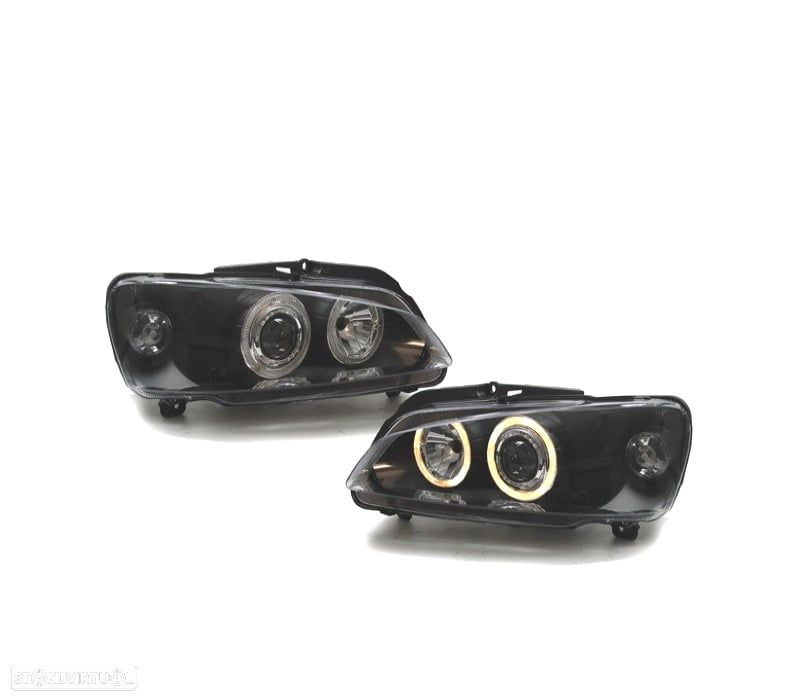 FARÓIS FRONTAIS ANGEL EYES PARA PEUGEOT 106 96-05 FUNDO PRETO H7 - 5