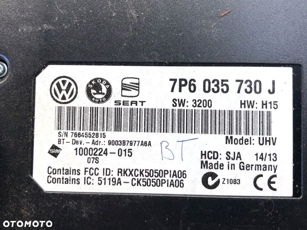 MODUŁ BLUETOOTH  VW SHARAN (7N1, 7N2) 2010 - 2022 2.0 TDI 130 kW [177 KM] olej napędowy 2013 - - 3