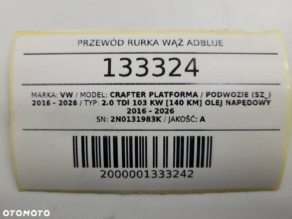 PRZEWÓD RURKA WĄŻ ADBLUE VW CRAFTER II 2N0131983K ORYGINAŁ - 9