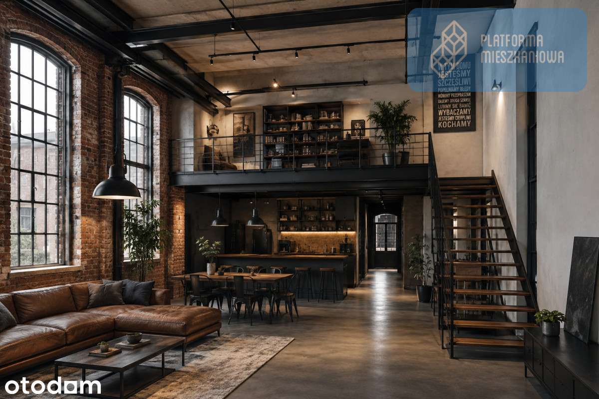 Loft z antresolą | Księży Młyn | Wysokie wnętrze