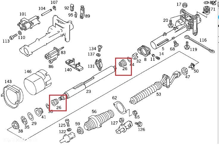 MERCEDES WIELE MODELI Lozysko kolumny kierowniczej OE - 2