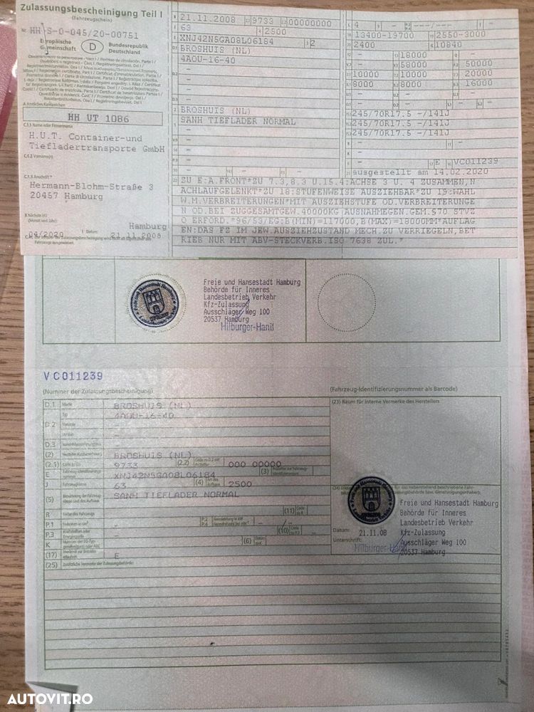 Broshuis 4AUO-4 axe, EXTENSIBILA, 2 axe viratoare, axe GIGANT, Masa propie 10,8t, Carte identitate RAR, inaltime podea 0,89m, lungime podea 9m, latime 2,55m, extensibila lateral la 3m-PROMOTIE 29.000 EUR+Tva - 6