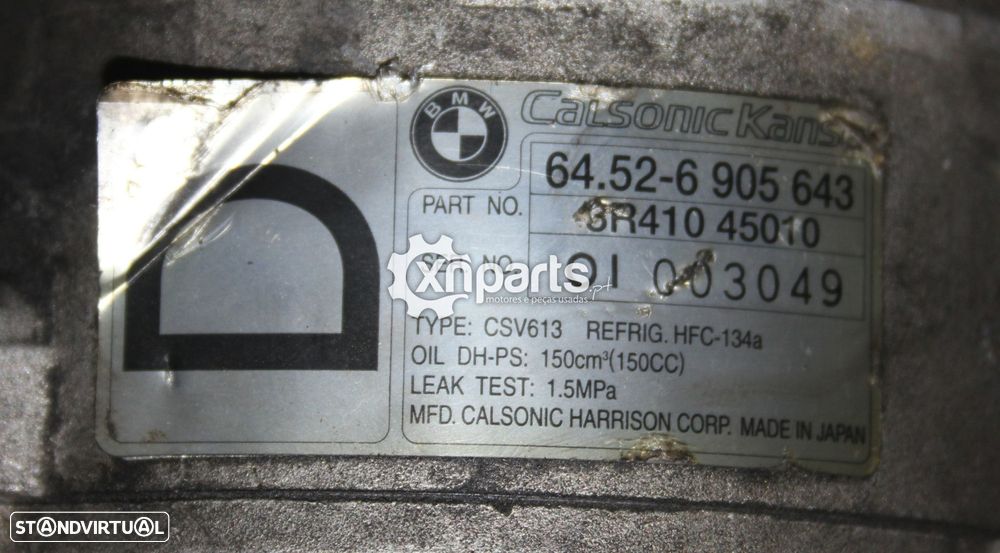 Compressor de ar condicionado BMW 5 E60 E61 520 d 163cv 02.05 - 02.08 Usado REF.... - 3