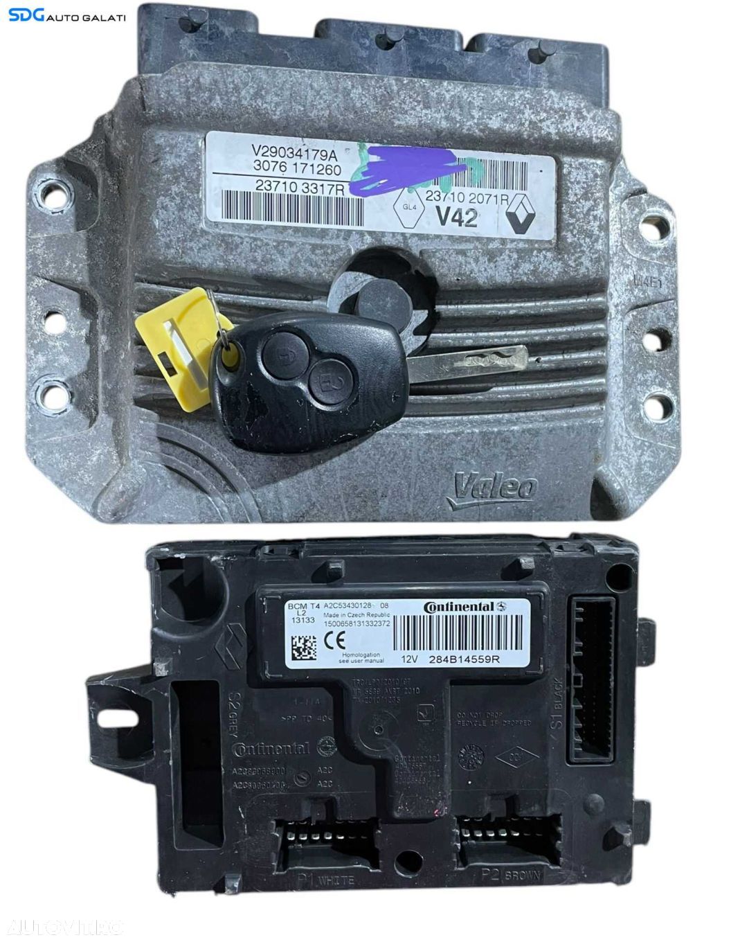 Kit Pornire ECU Calculator Motor Calculator Confort Chei Cheie CIP Imobilizator Dacia Logan 2 1.2 Benzina 2012 - 2020 Cod 237102071R V29034179A 3076171260 284B14559R [LR0060] [LR0061] - 1
