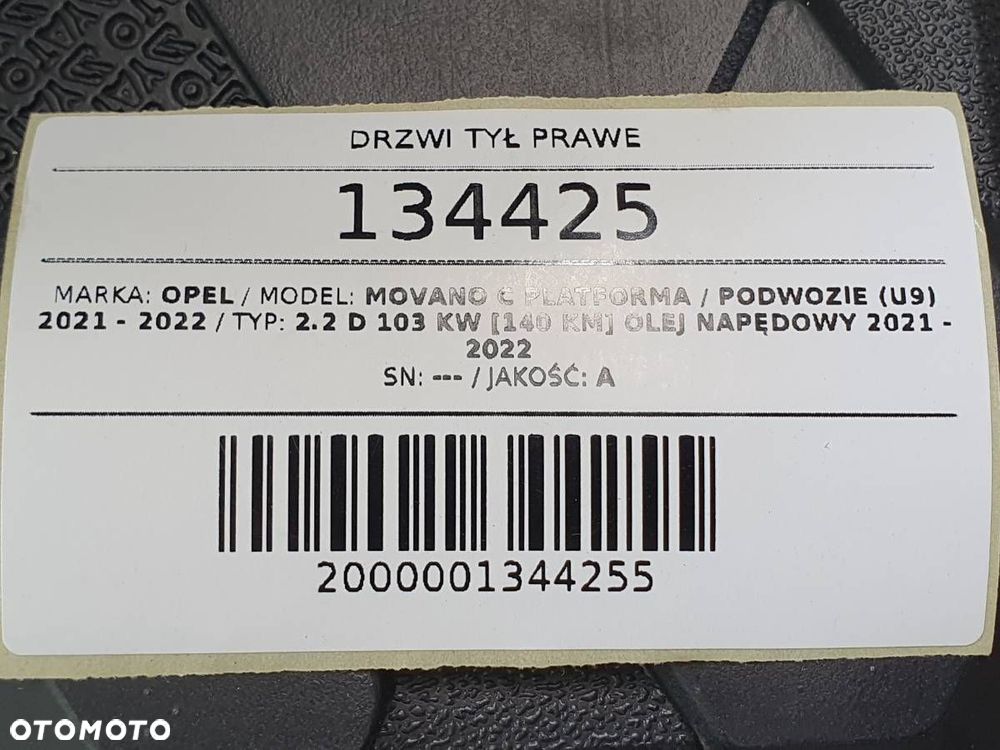 DRZWI TYŁ TYLNE PRAWE KOMPLETNE BIAŁE OPEL MOVANO C DUCATO JUMPER BOXER - 11