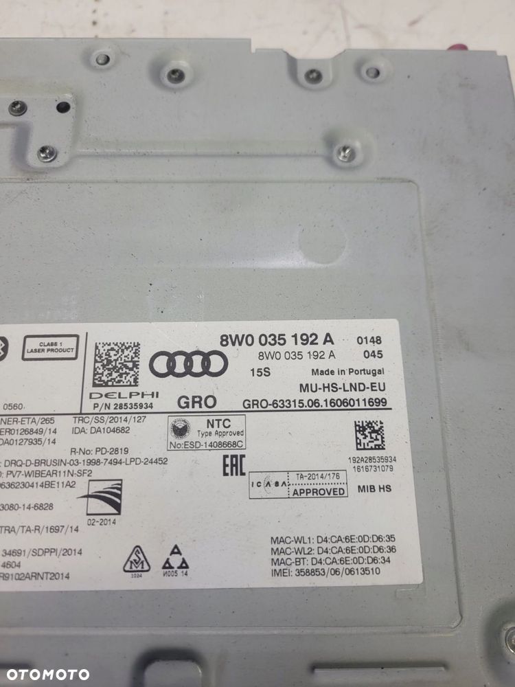 JEDNOSTKA CENTRALNA MIB AUDI A4 B9 A5 8W0035192A - 2