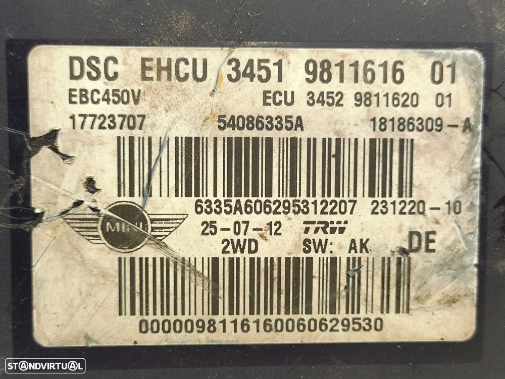 ABS Modulo Bloco Hidraulico Mini Cooper R56 R55 R57 9811616 - 8