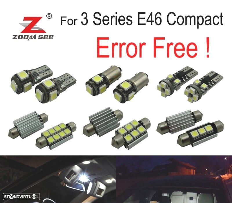 KIT COMPLETO DE 18 LÂMPADAS LED INTERIOR BMW SERIE 3 E46 COMPACTO 316TI 318TD 318TI 320TD 325TI 01- - 1