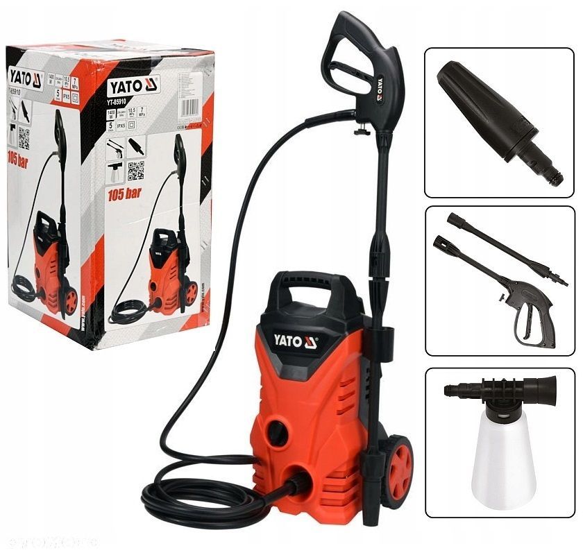 YATO MYJKA CIŚNIENIOWA 1400W 105 BAR WĄŻ 5M Z AKCESORIAMI YT-85910 - 1