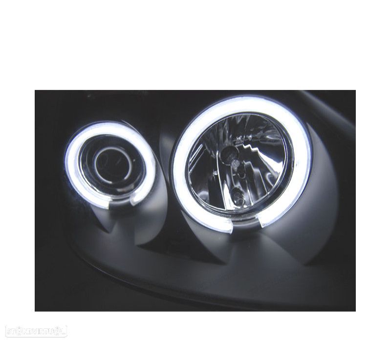 CONJUNTO DE FARÓIS PARA RENAULT CLIO II 01-05 ANGEL EYES CCFL PRETOS - 2