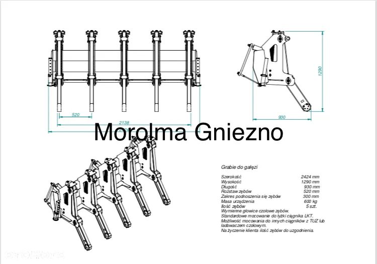 Grabie leśne brona leśna zgrabiarka do gałęzi z dociskiem spycharka do lasu do drewna - 8