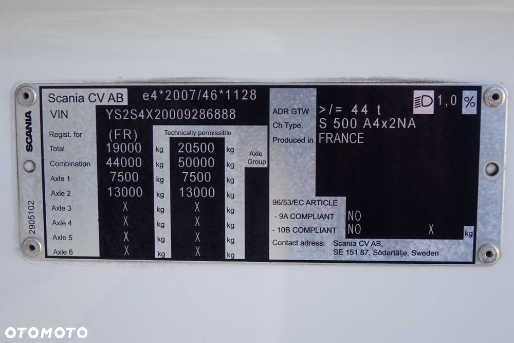 Scania S500 / EURO 6 / STANDARD / AUTOMAT / RETARDER / LODÓWKA / 2 ZBIORNIKI / KLIMATYZACJA POSTOJOWA / NAVI - 37