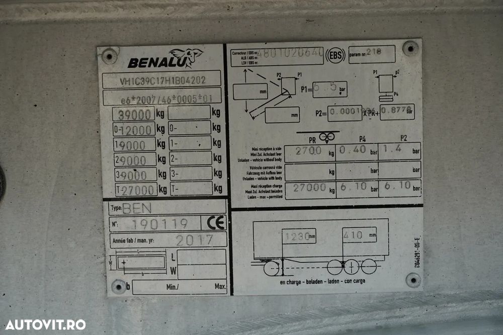 Benalu BASCULĂ BENALU / 29 m³ / ALUMINIU / AXĂ RIDICATĂ / GREUTATE: 5.000 KG / JANTE DIN ALIAJ / PRELATĂ ELECTRICĂ / IMPORTAT - 19