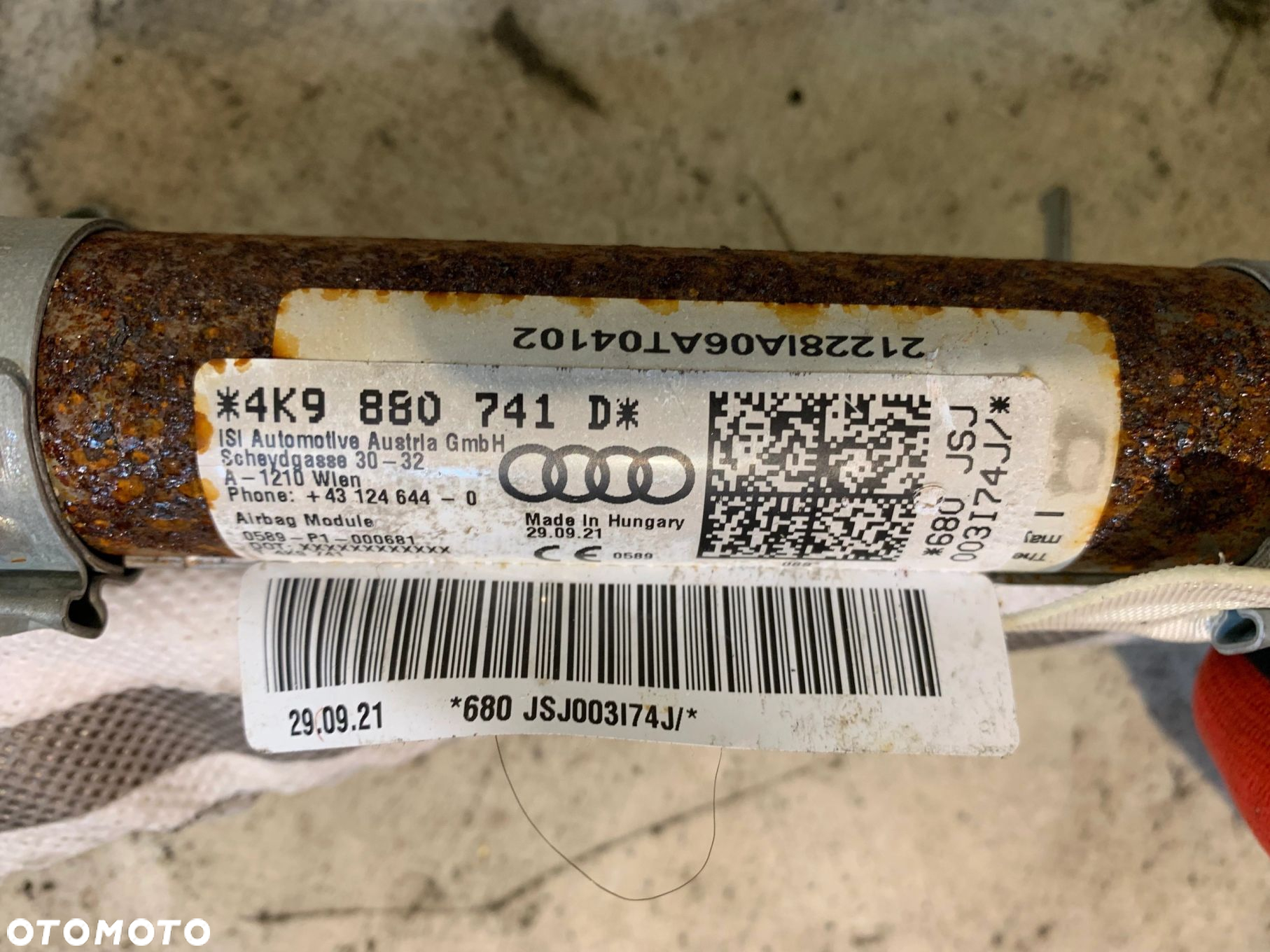 KURTYNA KURTYNY AIR BAG LEWA PRAWA AUDI A6 C8 KOMBI ORYGINALNE 4K9880741D 4K9880742D - 9