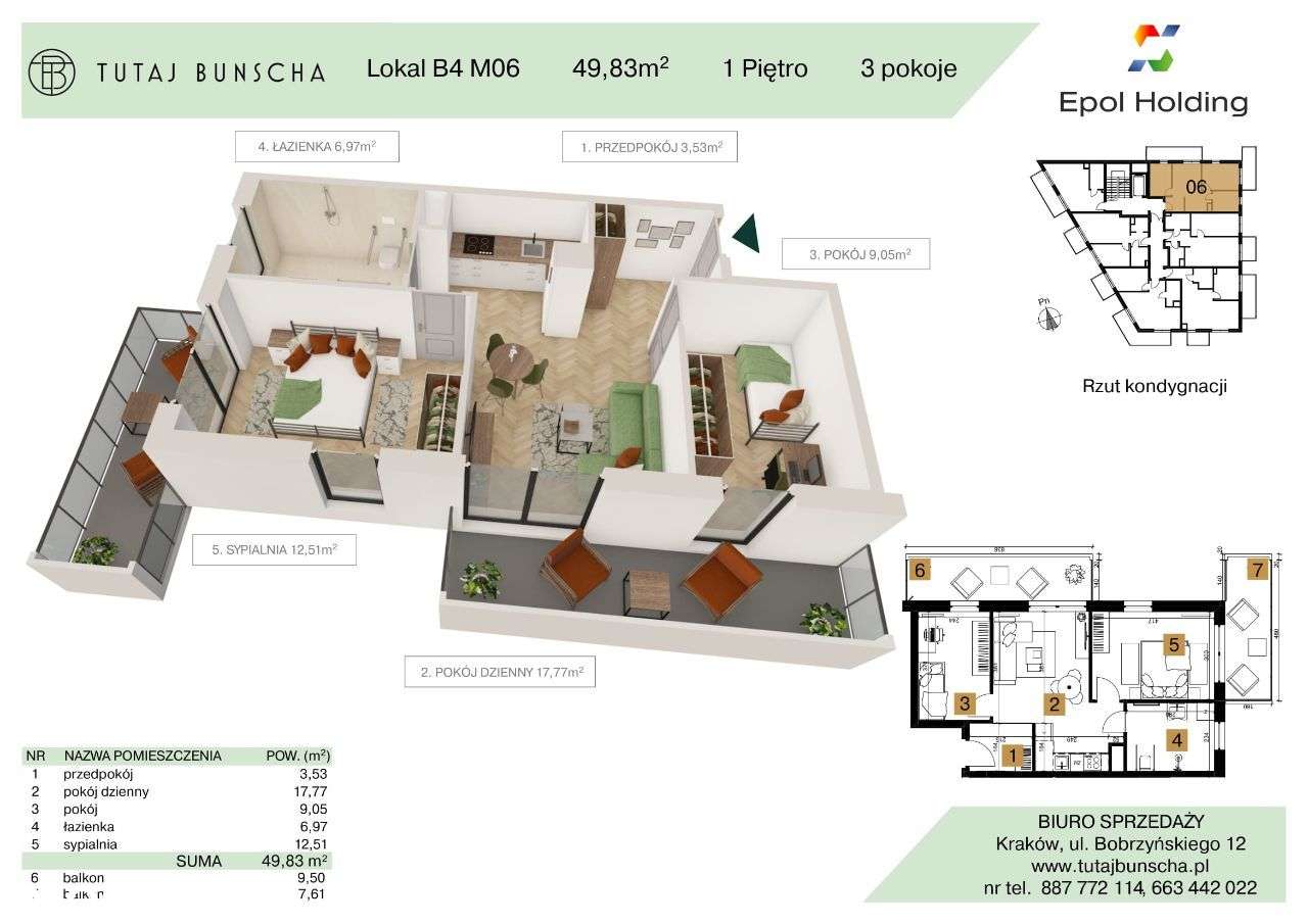 3-pokojowe mieszkanie 49 m2 + 2 balkony 9 i 7 m2 Bezpośrednio