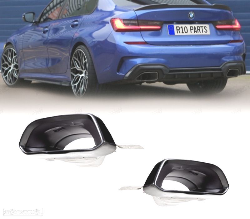 PONTEIRAS DE ESCAPE BMW G20 G21 19- LOOK M PERFORMANCE 340I PRETAS - 1