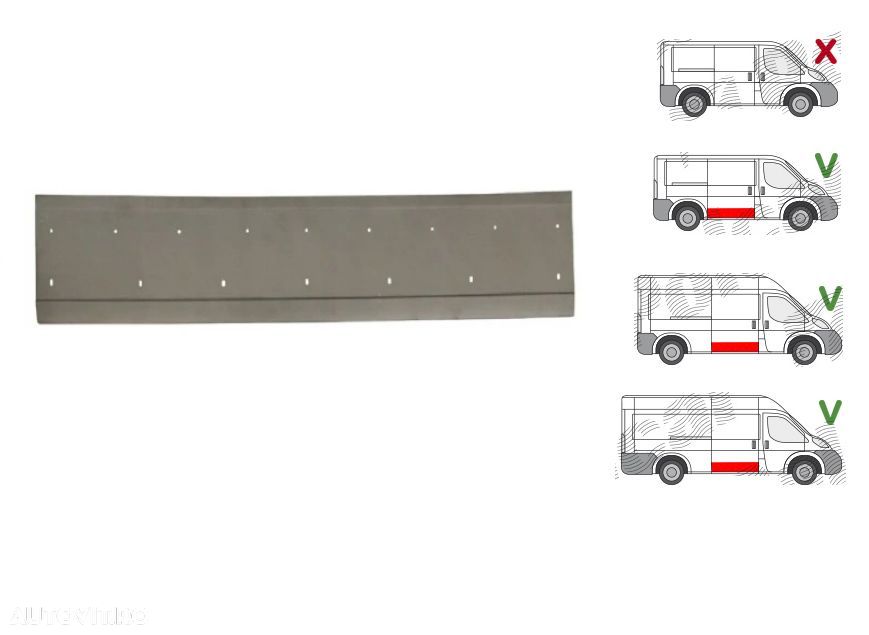 Element reparatie usa Peugeot Boxer, Fiat Ducato, Citroen Jumper,09.2006-08.2014- Ram Promaster, 02.2013-, montare dreapta, galvanizat; usa glisanta, cu locas ornamente; inaltime 280 mm, RapidAuto - 1