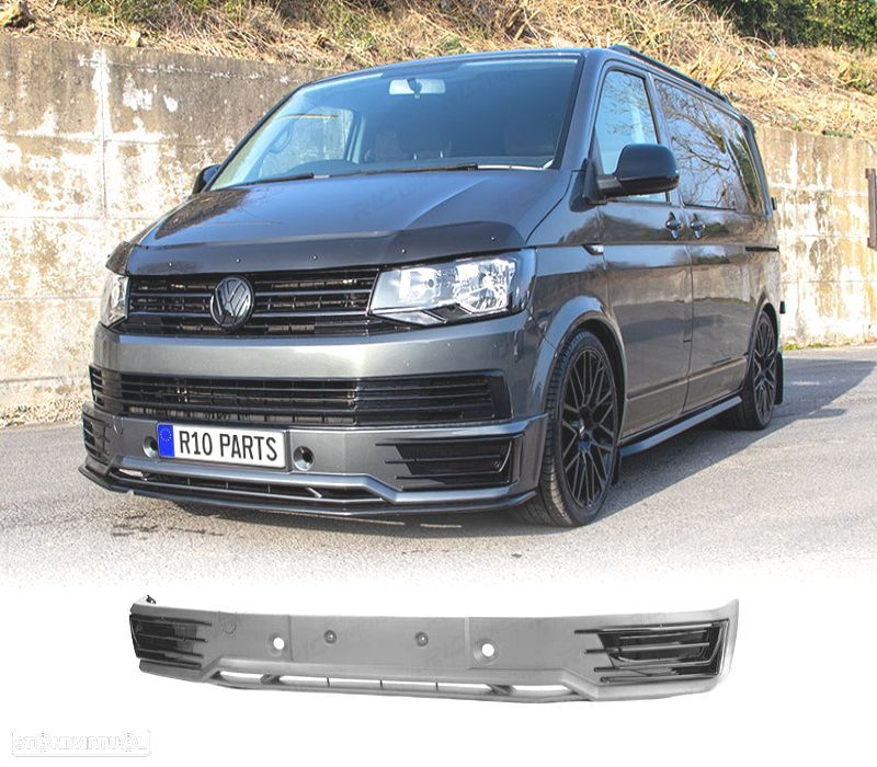 SPOILER LIP FRONTAL PARA VOLKSWAGEN VW T6 15-19 GRELHAS SPORTLINE PRETO BRILHANTE - 1