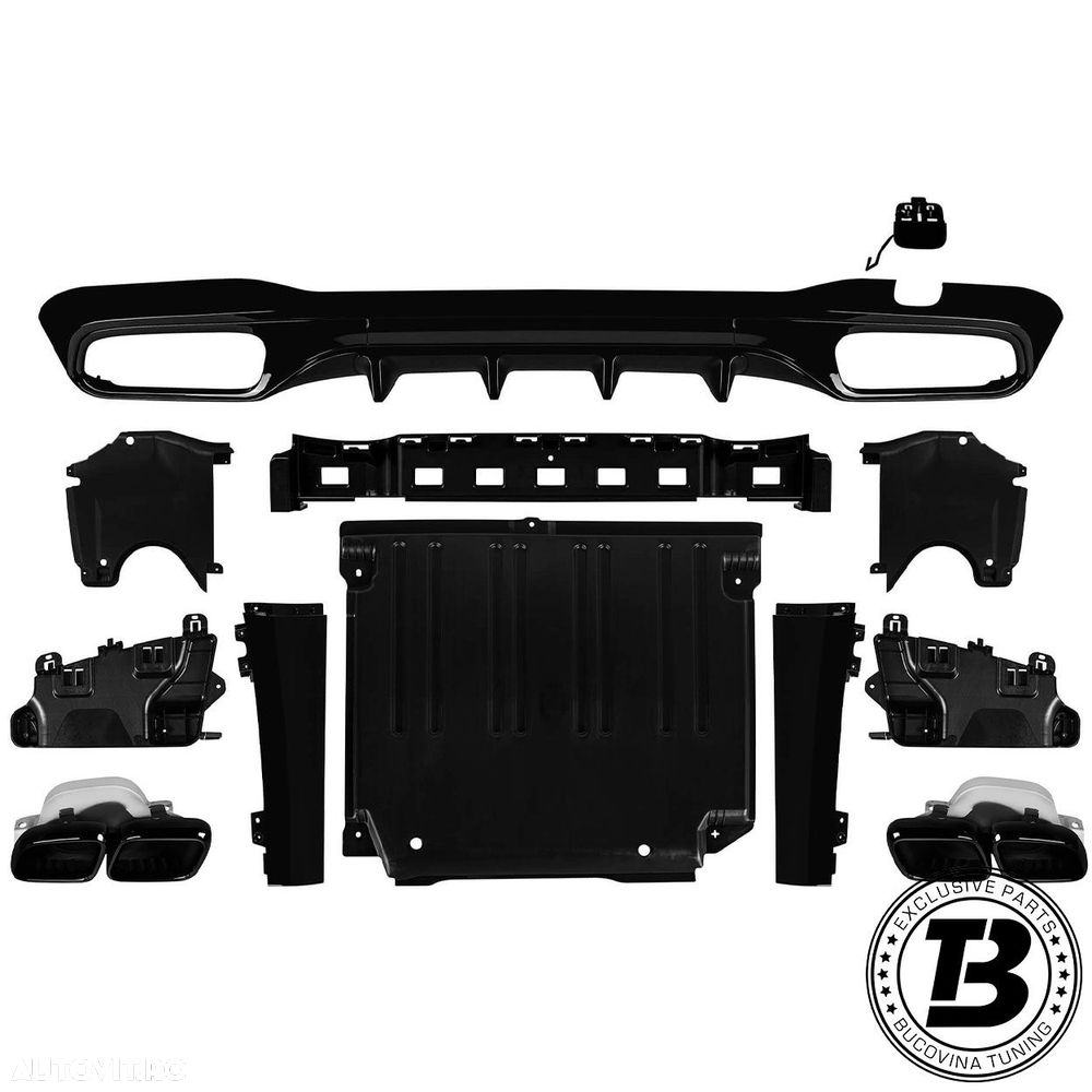 Difuzor Bara Spate cu Ornamente compatibil cu Mercedes C Class W206 C63 Design - 1