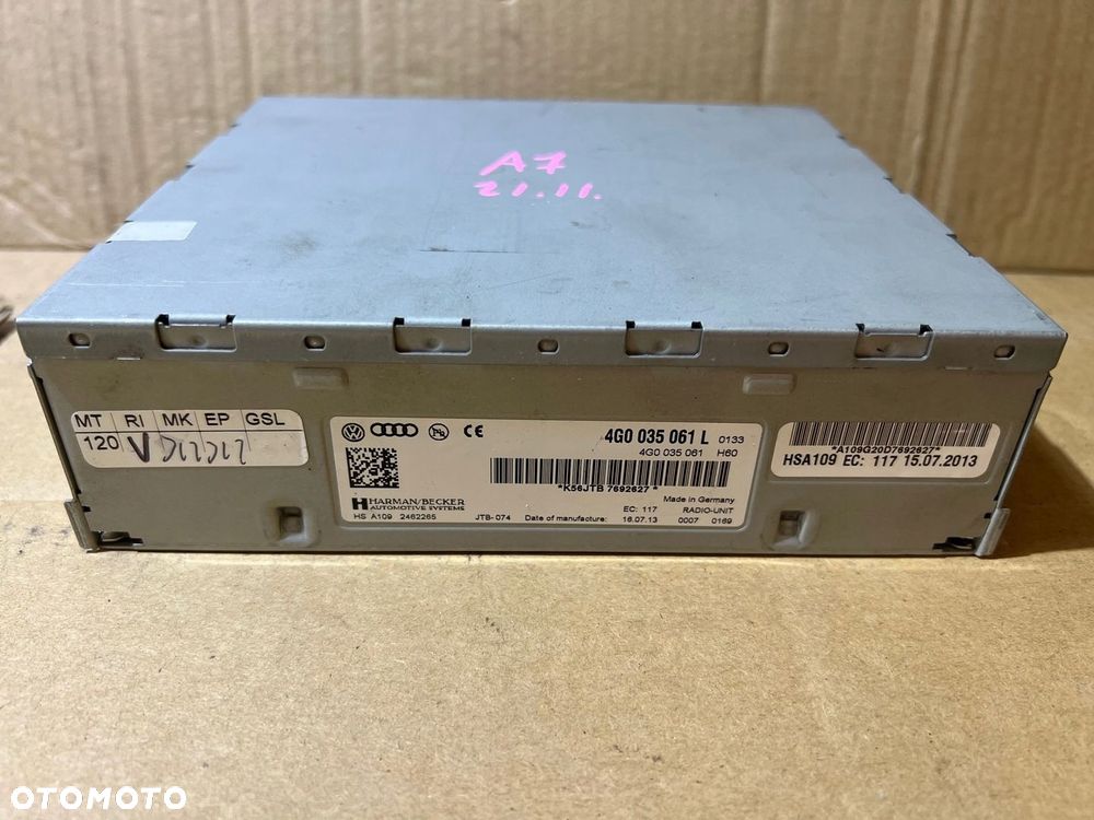 AUDI A6 C7 A7 4G A5 8T A4 B8 TUNER WZMACNIACZ RADIA HARMAN 4G0035061L - 1