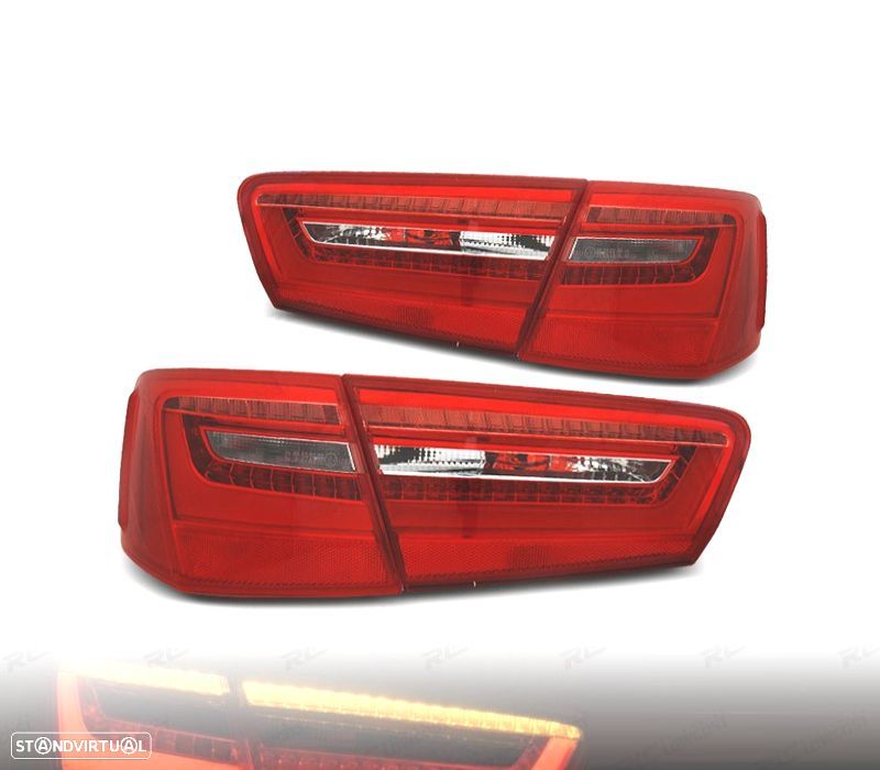 FAROLINS TRASEIROS PARA AUDI A6 4G 11- LIGHT BAR VERMELHO CROMADO - 1