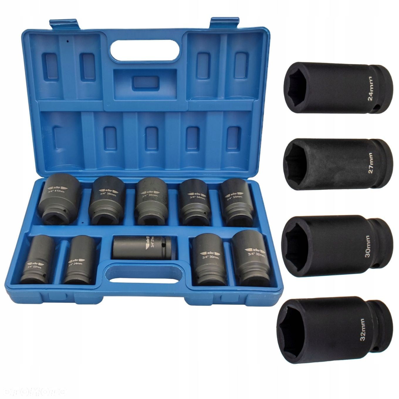 ADLER NASADKI UDAROWE DŁ 10SZT KLUCZ NASADOWE 3/4 22-41mm AD-1102 / 3510.91 - 1