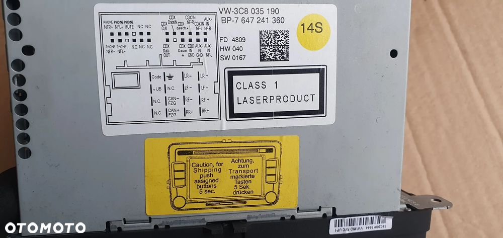 Radio radioodtwarzacz oryginał BDB KOD VW Passat B6 3C8035190 - 8