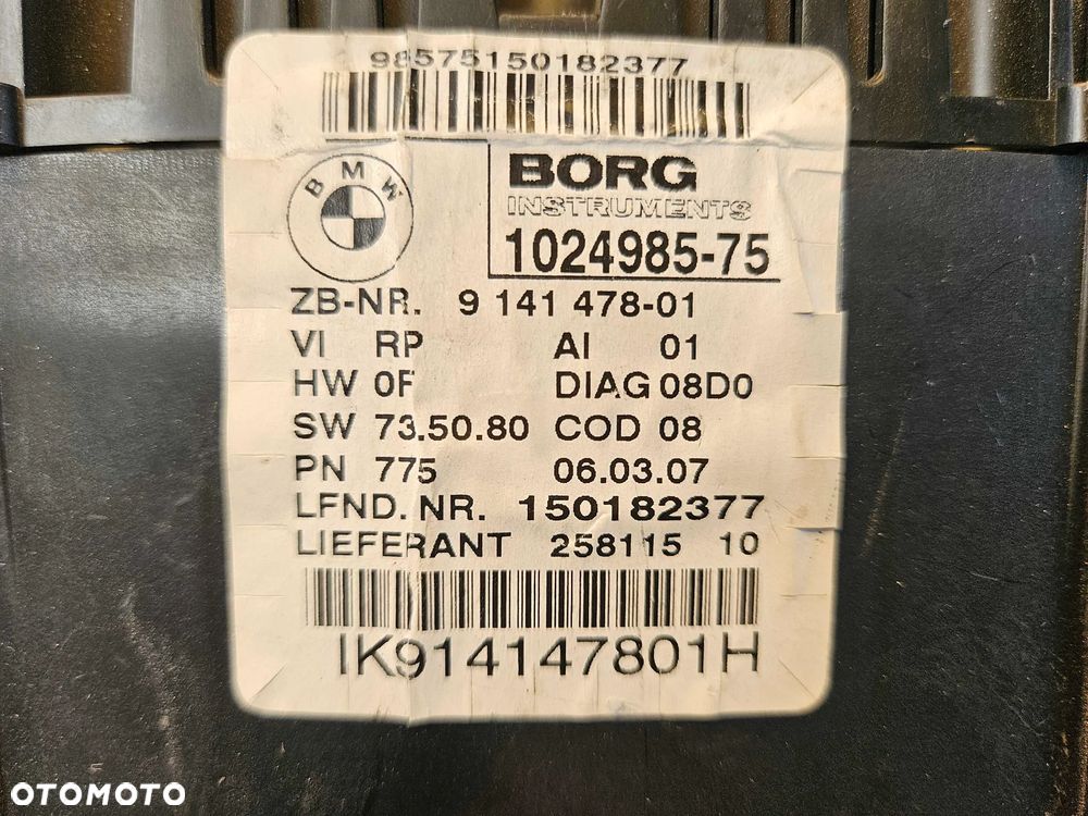 Licznik 9141478 Zegary Prędkościomierz Wskaźniki Diesel UK BMW 1 3 E81 E87 E90 E91 - 11