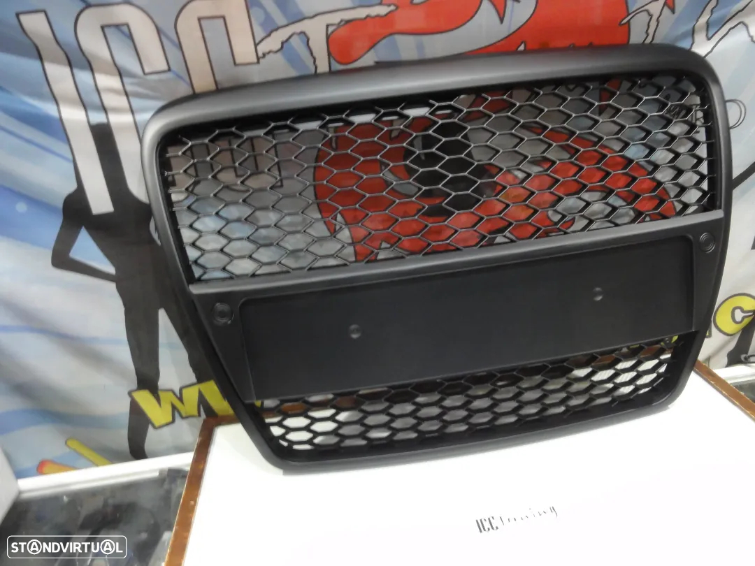 Grelha frontal Audi A6 C6 04-11 RS LOOK preto mate com suporte para símbolo - 2