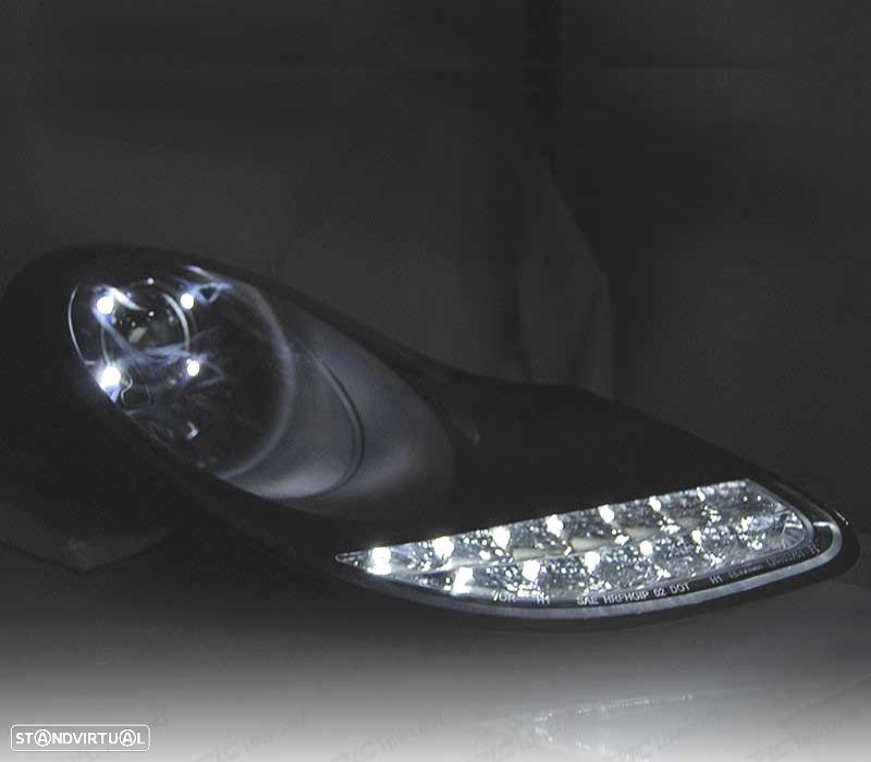 FARÓIS OPTICAS PORSCHE BOXSTER 986 CARRERA 911 996 96-04 LUZ DIURNA LED PRETO - 4