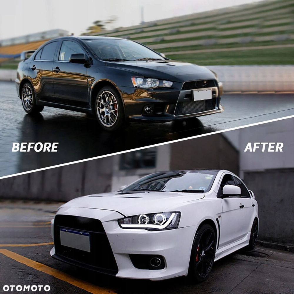 Reflektor Lampa L+R Ringi LED Bi Soczewka Mitsubishi Lancer VIII 8 07- EVO - 9
