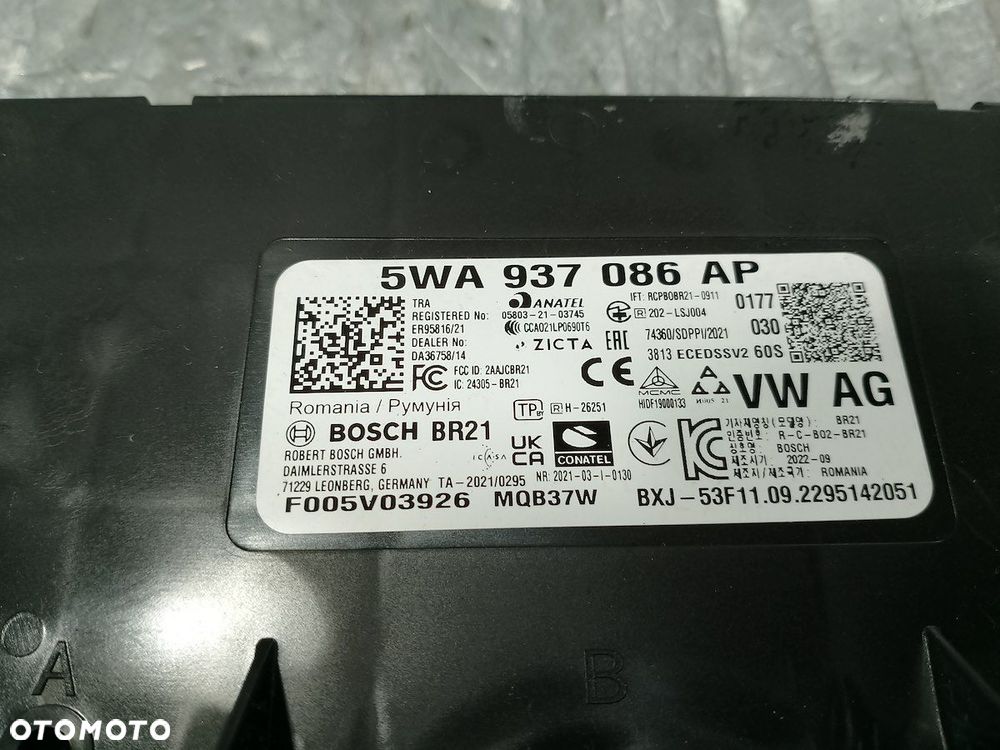 MODUŁ KOMFORTU SKODA OCTAVIA IV 5WA937086AP 2.0 TSI - 4