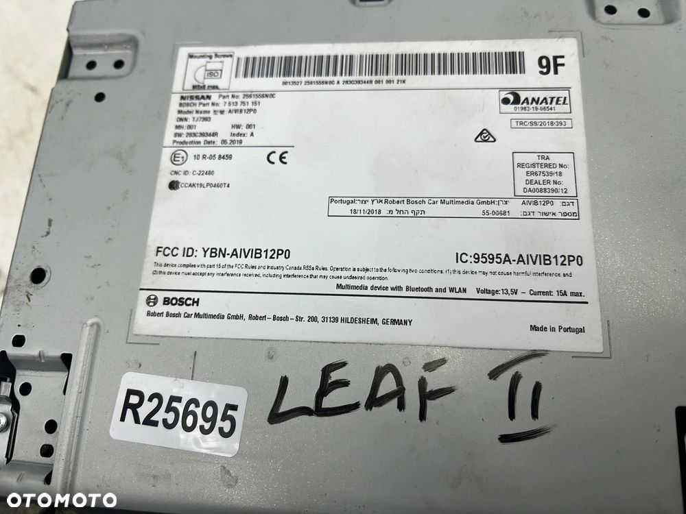 Radio Nissan Leaf 2 II ZE1 17-25r. wyświetlacz nawigacja tuner oryginalny fabryczny panel 259155sn0c - 9