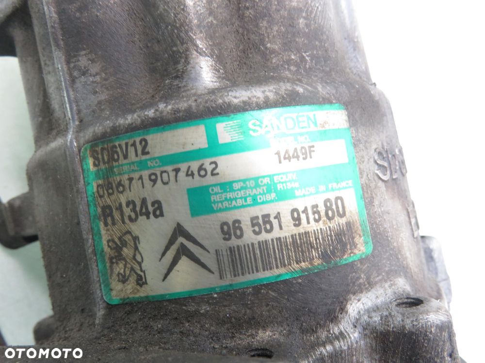 KOMPRESOR KLIMATYZACJI PEUGEOT 307 1.6 16V - 9655191580 SD6V12 - 4