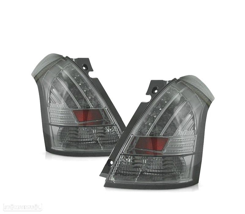 FAROLINS TRASEIROS PARA SUZUKI SWIFT 05-10 LED FUNDO CROMADO FUMADO - 1