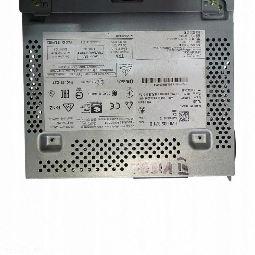 RADIO WYŚWIETLACZ EKRAN SKODA FABIA III MK3 OE 6V0035871D - 4