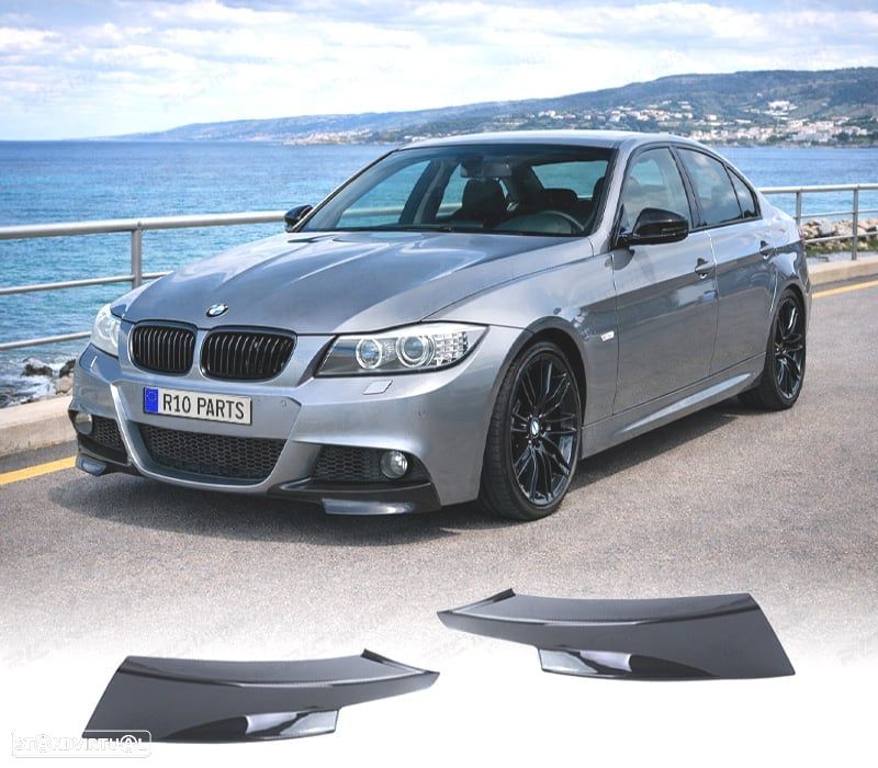 SPLITTERS PARA-CHOQUES FRONTAL BMW E90 E91 08-12 LOOK M PRETO BRILHANTE - 1