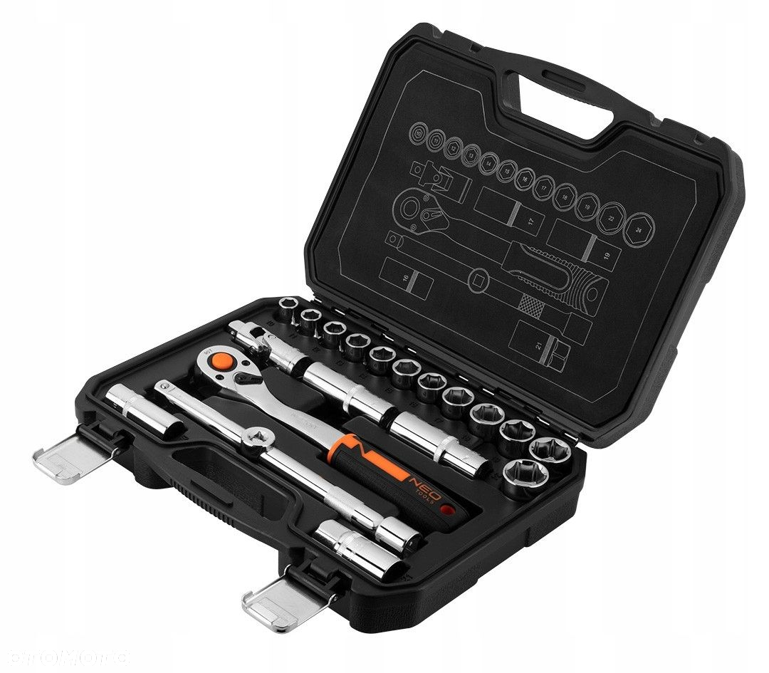NEO ZESTAW KLUCZY NASADOWYCH 20 ELEMENTÓW 1/2" SATYNA  6-22mm PŁ-OCZ - 2
