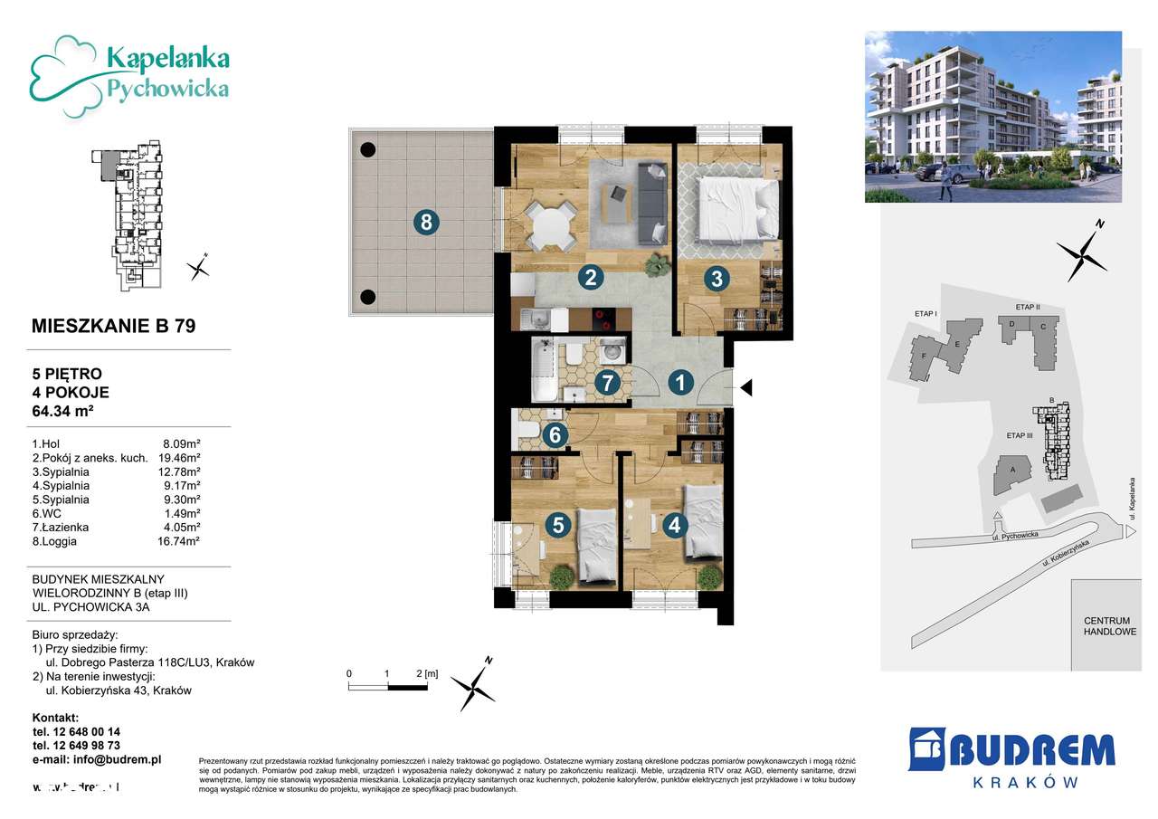 4-pokojowe mieszkanie 64m2 + loggia Bezpośrednio - Pełny obrazek: 2/24