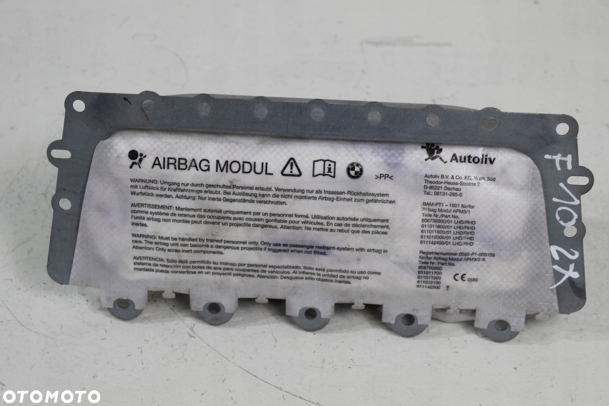 PODUSZKA POWIETRZNA PASAŻERA BMW F10 39923039902 - 1