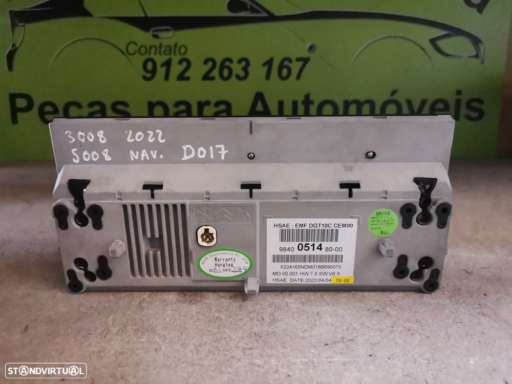 PEUGEOT 3008 II / 5008 II DISPLAY ECRÃ RÁDIO - D017 - 3