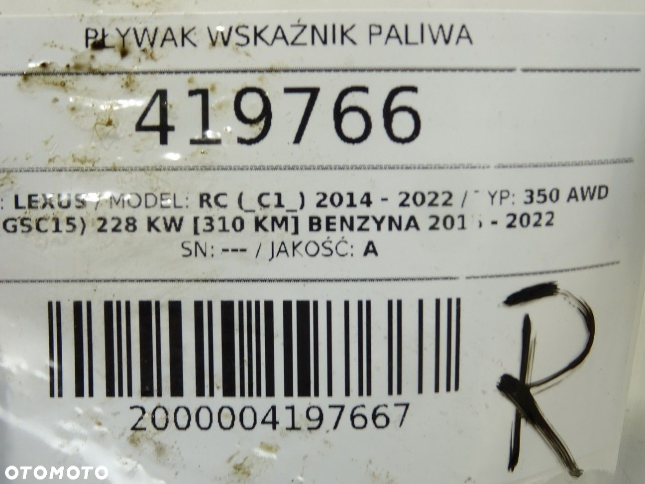 PŁYWAK WSKAŹNIK PALIWA - 86.00 PLN - LEXUS RC (_C1_) 2014 - 2022 350 AWD (GSC15) 228 kW [310 KM] - 3