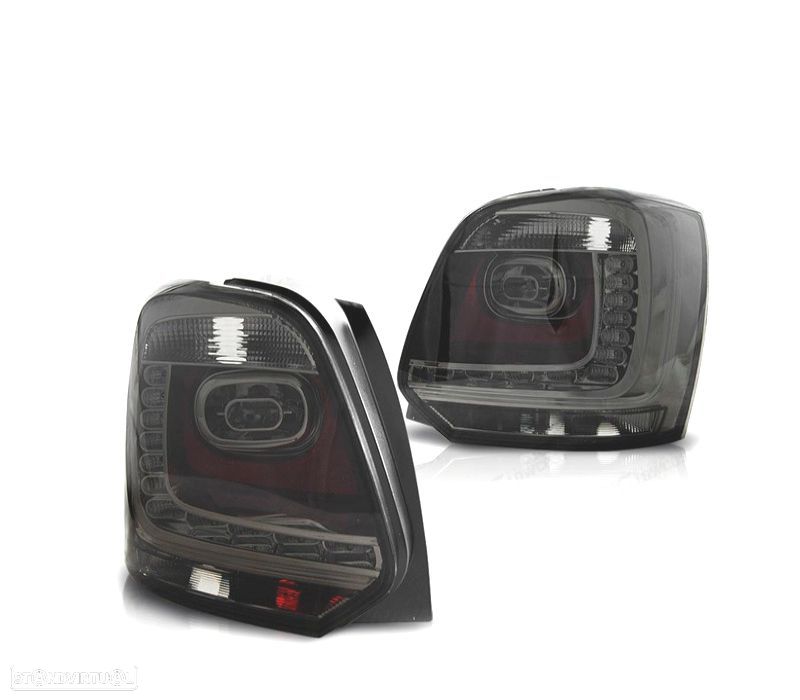 FAROLINS TRASEIROS VOLKSWAGEN VW POLO 6R 09-14 LED FUNDO CROMADO FUMADO - 1
