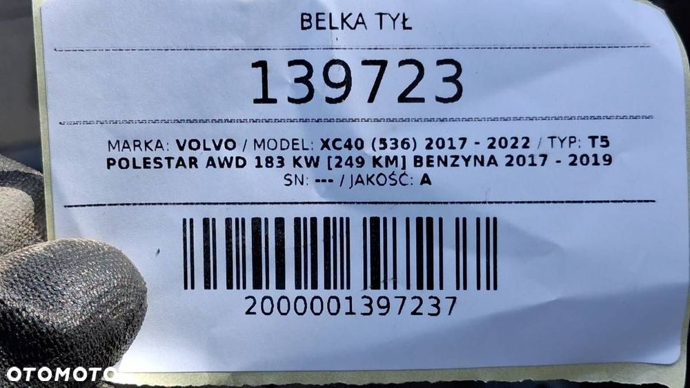 BELKA TYŁ ZAWIESZENIA SANKI WÓZEK VOLVO XC40 II 4X4 249KM BENZYNA 32246801 - 9
